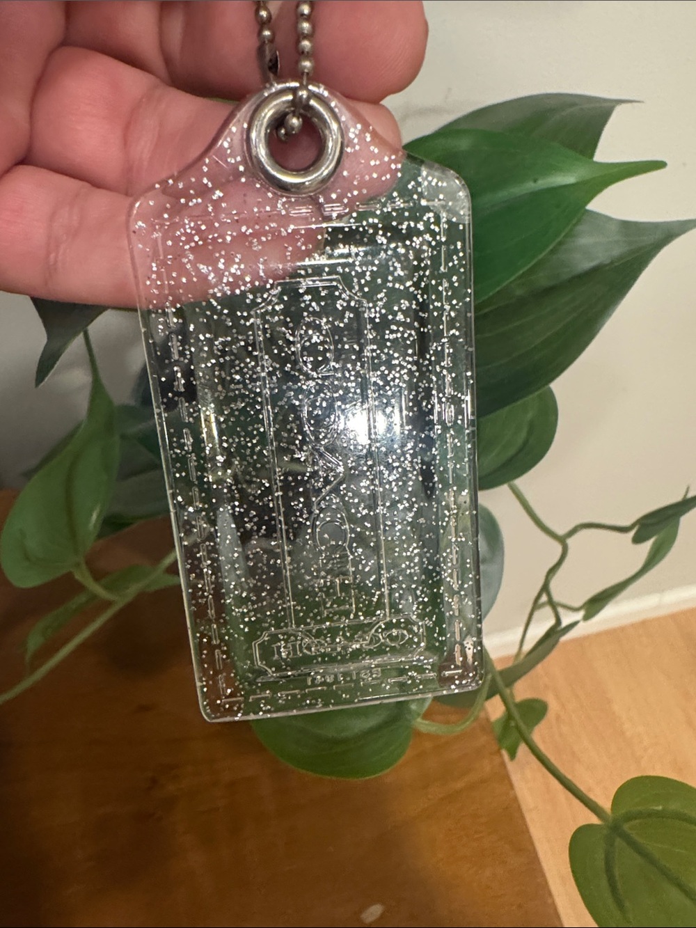 Coach Poppy Clear Glitter Acrylic Charm - Silver Sparkle